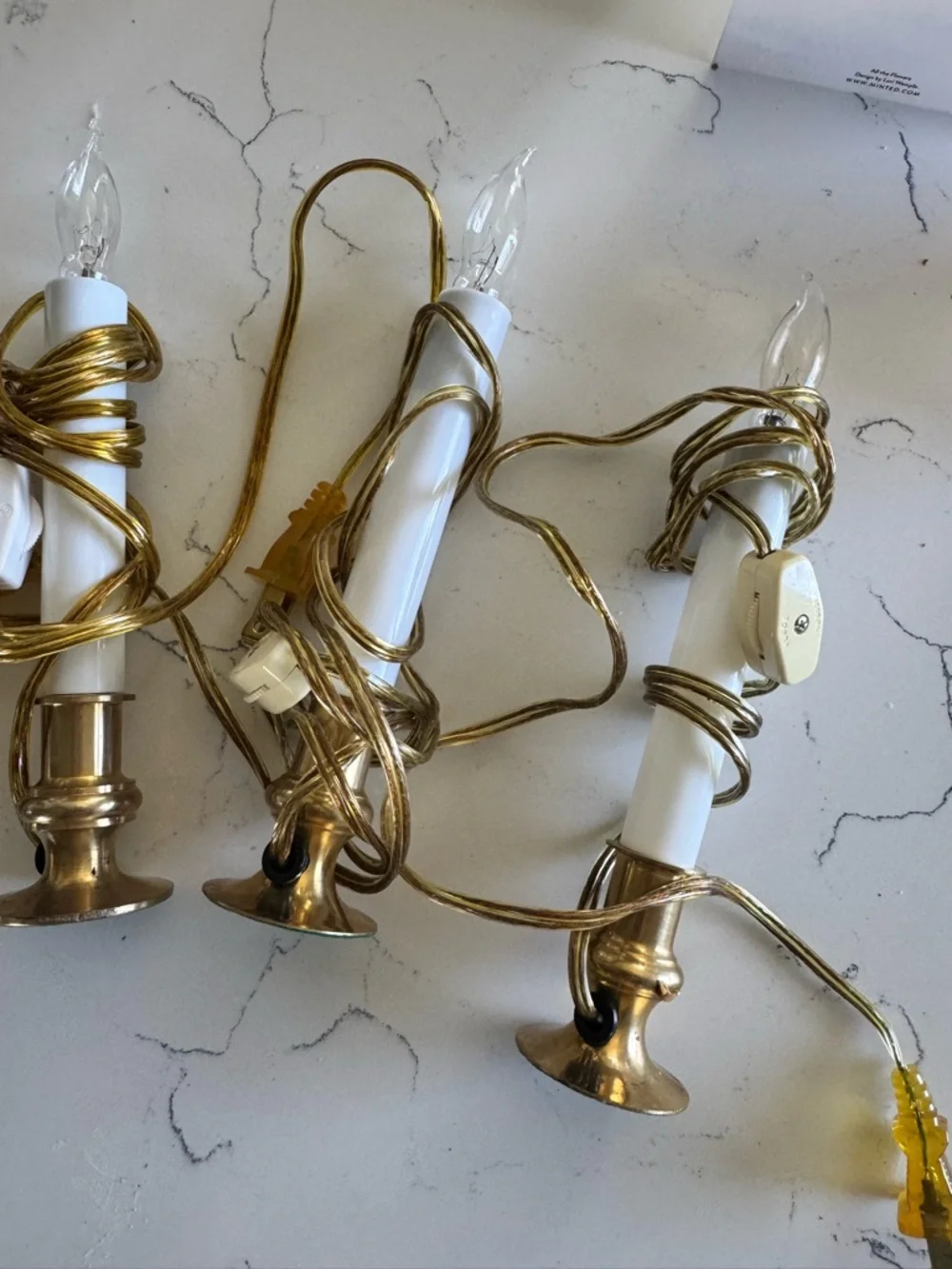 Set of 5 Electric Taper Candles with White Faux Candles